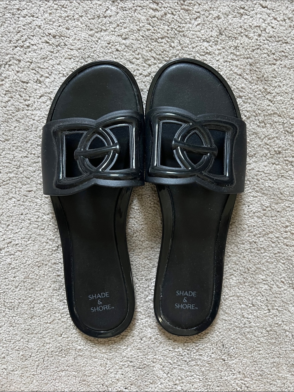 Shade & Shore black slide sandals size 9